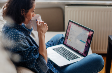 woman viewing e-statement