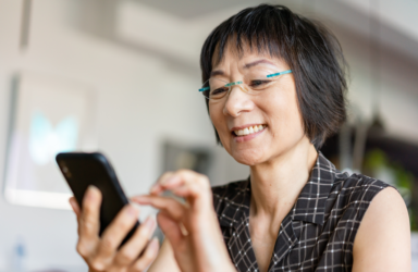 women looking at phone