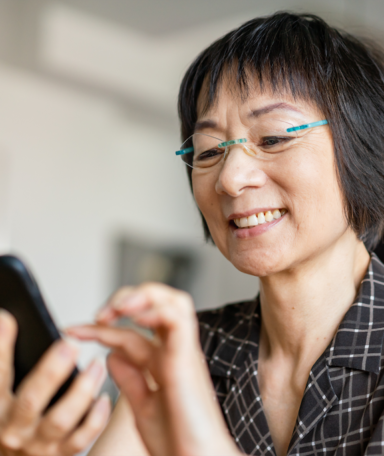 women looking at phone