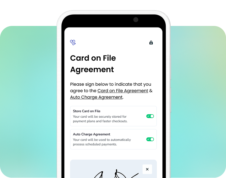 card on file agreement on card reader